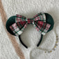 Hunter Green Velvet + Plaid Bow Ears