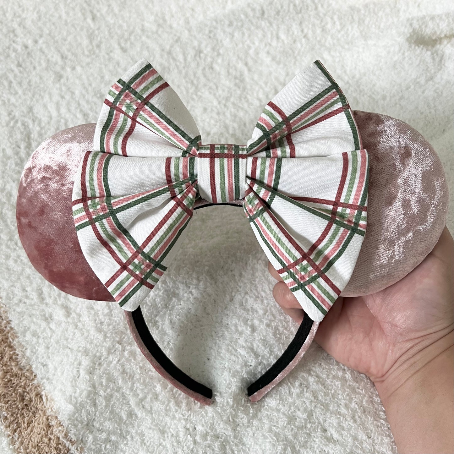 Pink Plaid + Velvet Ears