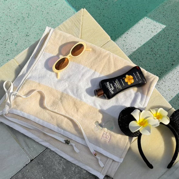 Beige + White Stripe Towel Skirt
