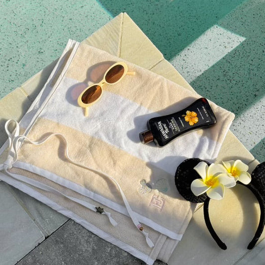 Beige + White Stripe Towel Skirt
