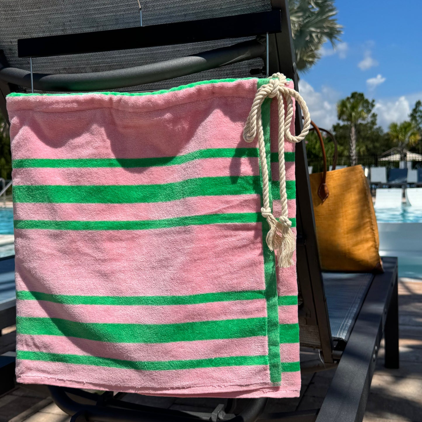 Pink + Green Stripe Towel Skirt