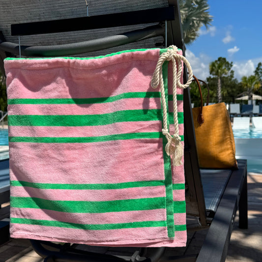 Pink + Green Stripe Towel Skirt